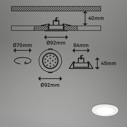 Briloner - KIT 3x Infälld dimbar LED badrumsbelysning LED/4,8W/230V 3000-6500K IP44 + fjärrkontroll