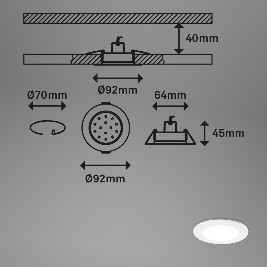 Briloner - KIT 3x Infälld dimbar LED badrumsbelysning LED/4,8W/230V 3000-6500K IP44 + fjärrkontroll