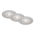 Briloner- KIT 3x Infälld LED badrumsbelysning LED/4,9W/230V IP44 silver