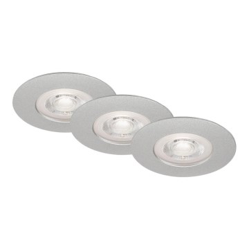 Briloner- KIT 3x Infälld LED badrumsbelysning LED/4,9W/230V IP44 silver