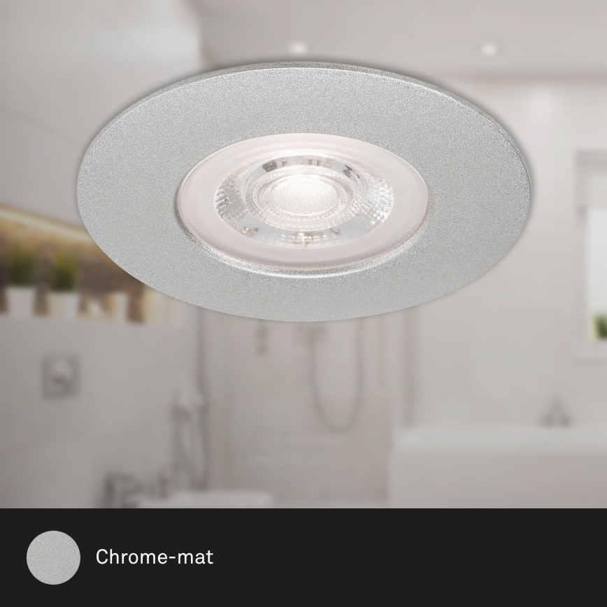 Briloner- KIT 3x Infälld LED badrumsbelysning LED/4,9W/230V IP44 silver