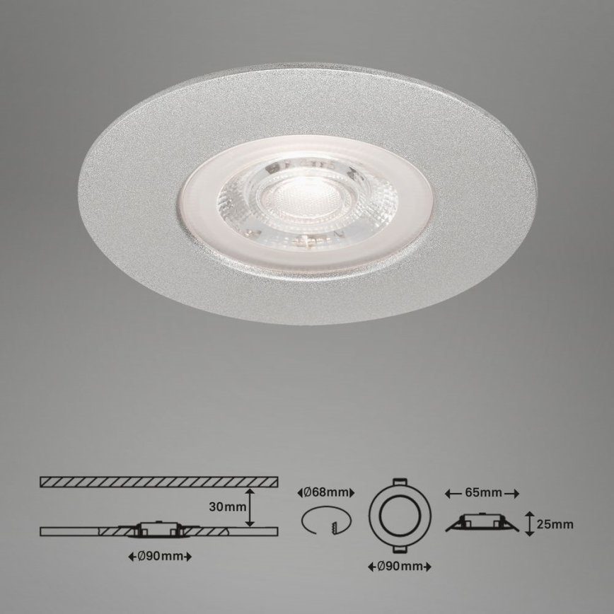 Briloner- KIT 3x Infälld LED badrumsbelysning LED/4,9W/230V IP44 silver