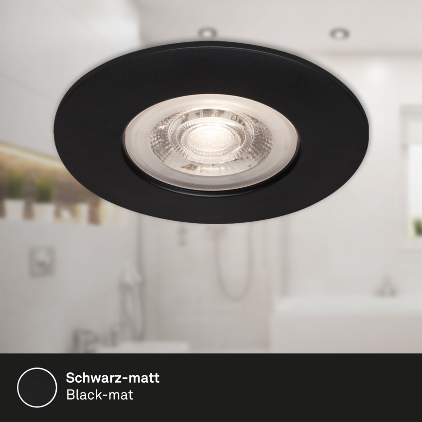 Briloner - KIT 3x Infälld LED badrumsbelysning LED/4,9W/230V IP44 svart