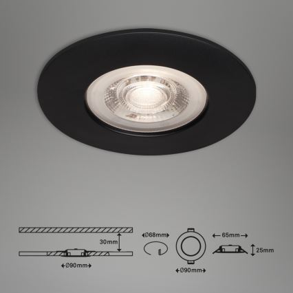 Briloner - KIT 3x Infälld LED badrumsbelysning LED/4,9W/230V IP44 svart