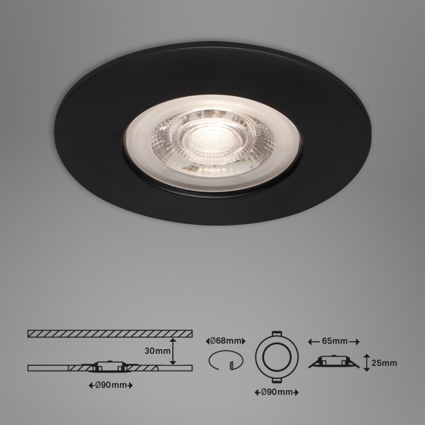 Briloner - KIT 3x Infälld LED badrumsbelysning LED/4,9W/230V IP44 svart