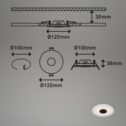 Briloner - KIT 3x Infälld LED badrumsbelysning LED/6W/230V IP44 svart