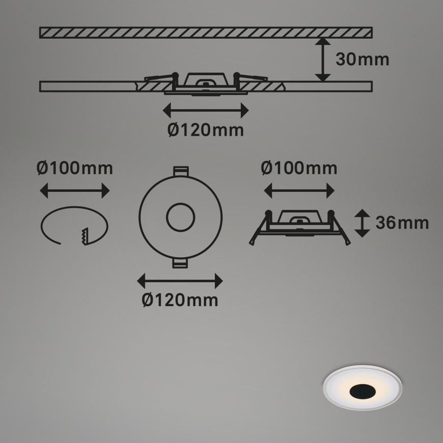 Briloner - KIT 3x Infälld LED badrumsbelysning LED/6W/230V IP44 svart