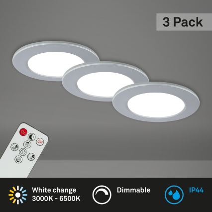 Briloner - KIT 3x Infälld dimbar LED badrumsbelysning LED/4,8W/230V 3000-6500K IP44 + fjärrkontroll