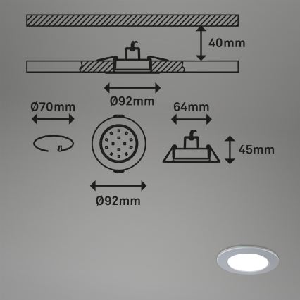 Briloner - KIT 3x Infälld dimbar LED badrumsbelysning LED/4,8W/230V 3000-6500K IP44 + fjärrkontroll