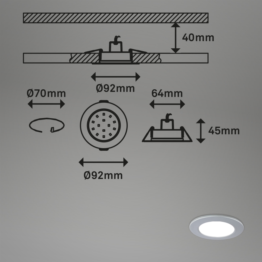 Briloner - KIT 3x Infälld dimbar LED badrumsbelysning LED/4,8W/230V 3000-6500K IP44 + fjärrkontroll