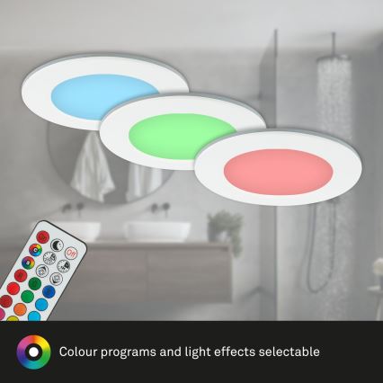 Briloner - KIT 3x RGBW Infälld dimbar LED badrumsbelysning LED/4,8W/230V 3000-6500K IP65 + fjärrkontroll