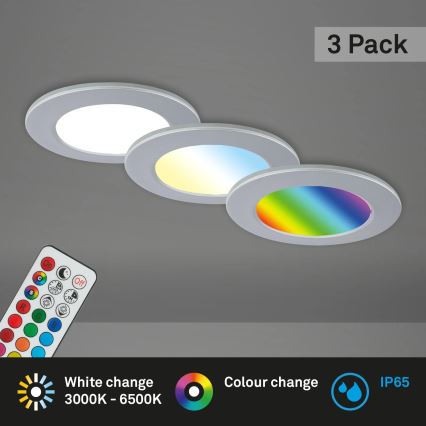 Briloner - KIT 3x LED RGBW Ljusreglerad hängande badrumslampa LED/4,8W/230V 3000-6500K IP65 + fjärrkontroll