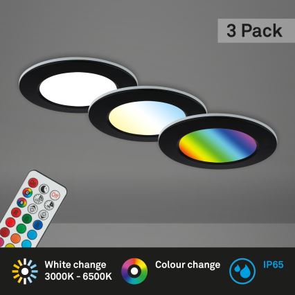 Briloner - KIT 3x LED RGBW Ljusreglerad hängande badrumslampa LED/4,8W/230V 3000-6500K IP65 + fjärrkontroll