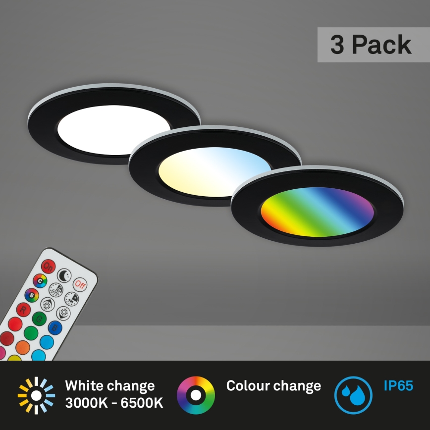 Briloner - KIT 3x LED RGBW Ljusreglerad hängande badrumslampa LED/4,8W/230V 3000-6500K IP65 + fjärrkontroll