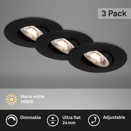 Briloner - KIT 3x LED Dimbar badrumslampa LED/4,9W/230V IP23
