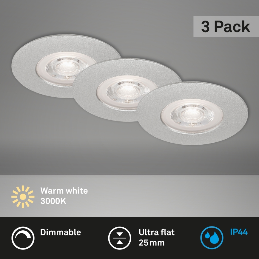Briloner - KIT 3x LED Dimbar badrumslampa LED/4,9W/230V IP44