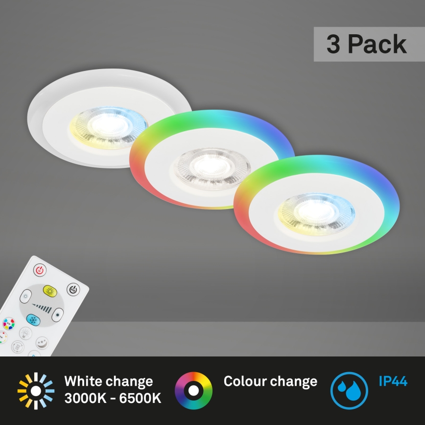 Briloner - KIT 3x LED RGBW Ljusreglerad hängande badrumslampa LED/5W/230V 3000-6500K IP44 + fjärrkontroll
