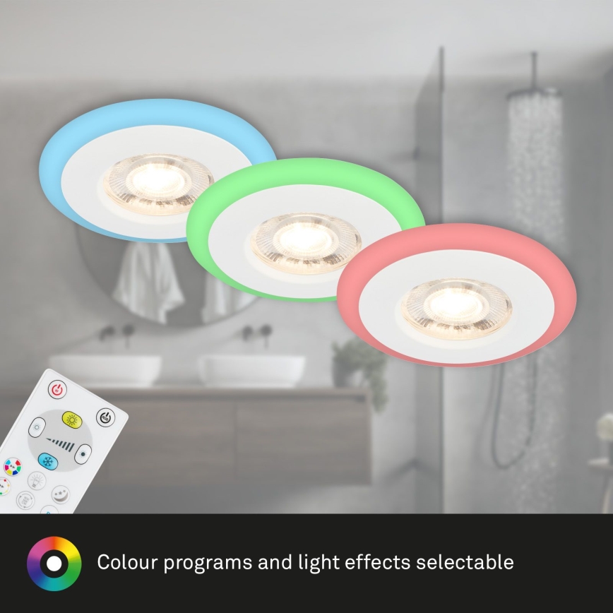 Briloner - KIT 3x LED RGBW Ljusreglerad hängande badrumslampa LED/5W/230V 3000-6500K IP44 + fjärrkontroll