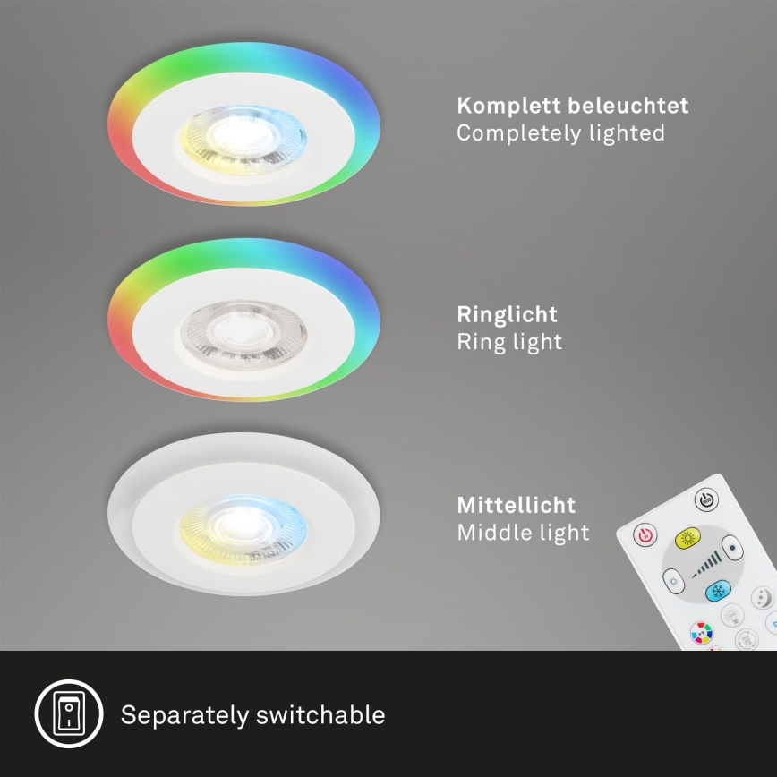 Briloner - KIT 3x LED RGBW Ljusreglerad hängande badrumslampa LED/5W/230V 3000-6500K IP44 + fjärrkontroll