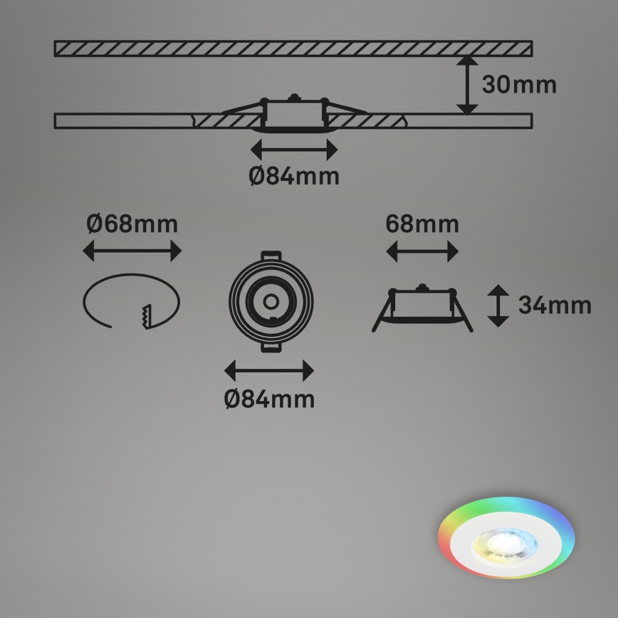 Briloner - KIT 3x LED RGBW Ljusreglerad hängande badrumslampa LED/5W/230V 3000-6500K IP44 + fjärrkontroll