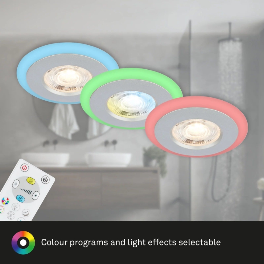 Briloner - KIT 3x LED RGBW Ljusreglerad hängande badrumslampa LED/5W/230V 3000-6500K IP44 + fjärrkontroll