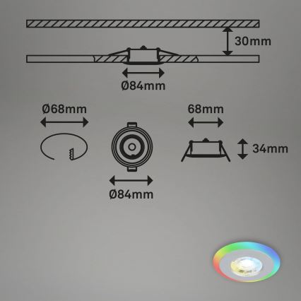 Briloner - KIT 3x LED RGBW Ljusreglerad hängande badrumslampa LED/5W/230V 3000-6500K IP44 + fjärrkontroll