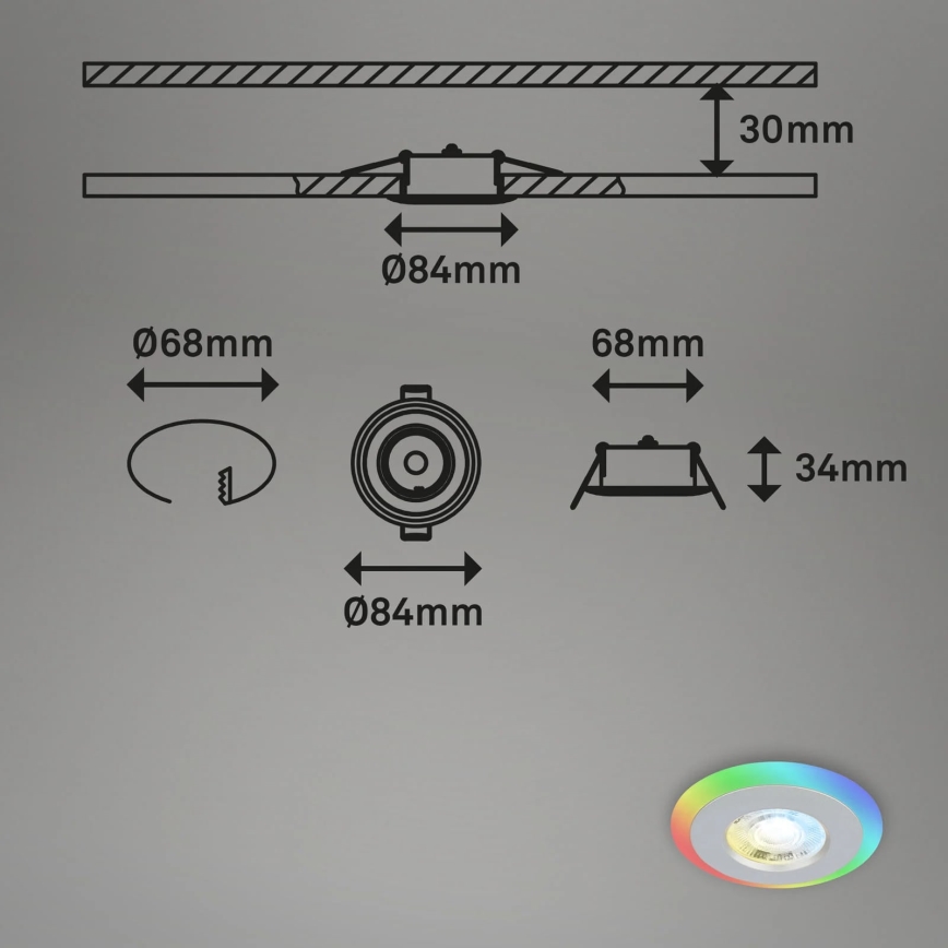 Briloner - KIT 3x LED RGBW Ljusreglerad hängande badrumslampa LED/5W/230V 3000-6500K IP44 + fjärrkontroll