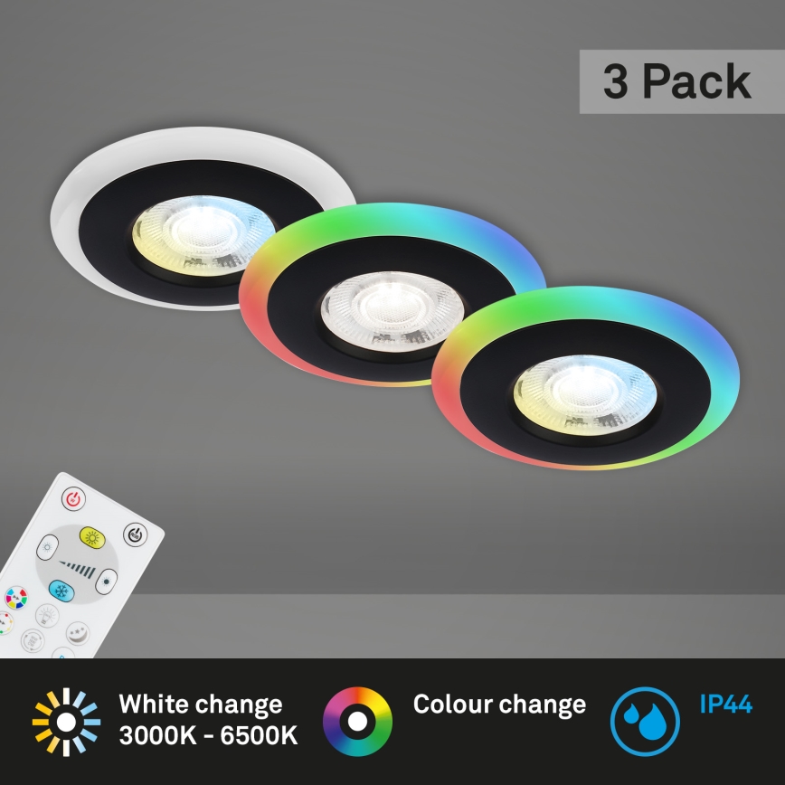 Briloner - KIT 3x LED RGBW Ljusreglerad hängande badrumslampa LED/5W/230V 3000-6500K IP44 + fjärrkontroll