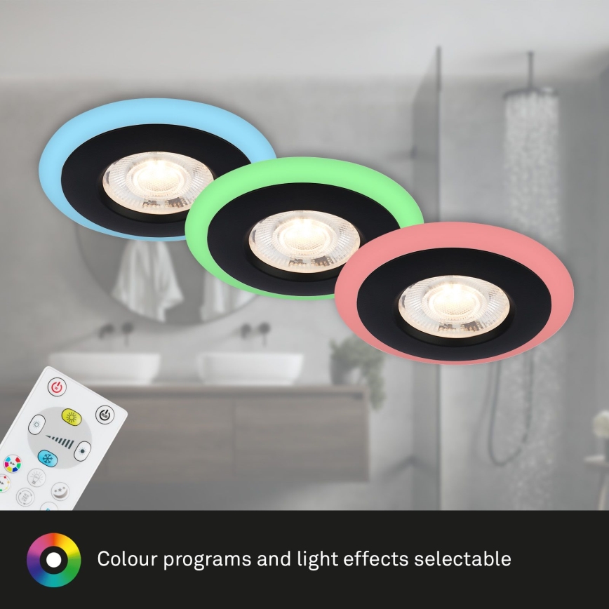Briloner - KIT 3x LED RGBW Ljusreglerad hängande badrumslampa LED/5W/230V 3000-6500K IP44 + fjärrkontroll