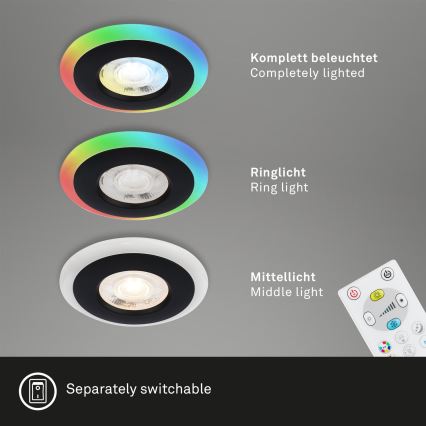Briloner - KIT 3x LED RGBW Ljusreglerad hängande badrumslampa LED/5W/230V 3000-6500K IP44 + fjärrkontroll
