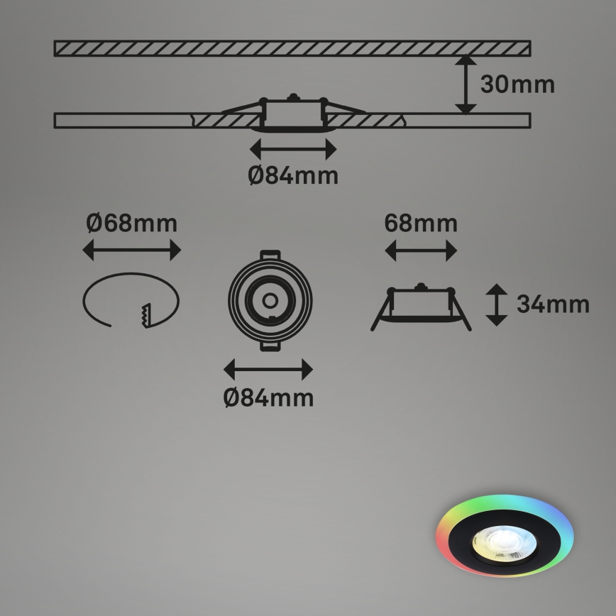 Briloner - KIT 3x LED RGBW Ljusreglerad hängande badrumslampa LED/5W/230V 3000-6500K IP44 + fjärrkontroll