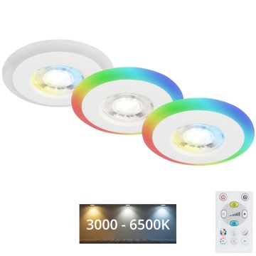 Briloner - KIT 3x LED RGBW Ljusreglerad hängande badrumslampa LED/5W/230V 3000-6500K IP44 + fjärrkontroll