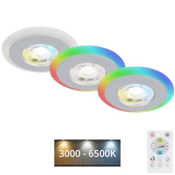 Briloner - KIT 3x LED RGBW Ljusreglerad hängande badrumslampa LED/5W/230V 3000-6500K IP44 + fjärrkontroll