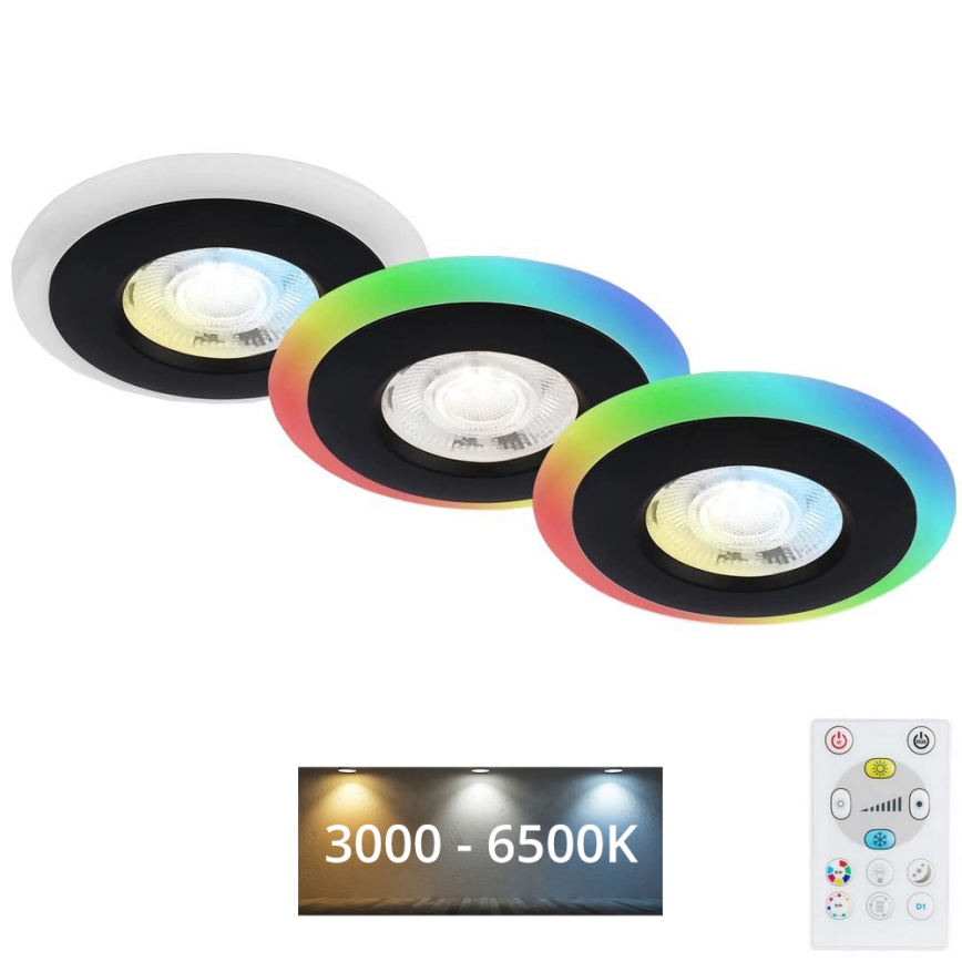 Briloner - KIT 3x LED RGBW Ljusreglerad hängande badrumslampa LED/5W/230V 3000-6500K IP44 + fjärrkontroll