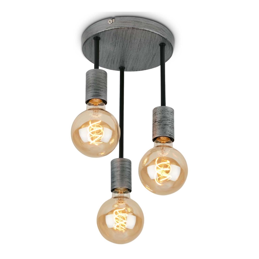 Briloner - Ljuskrona med textilsladd HENGA 3xE27/60W/230V