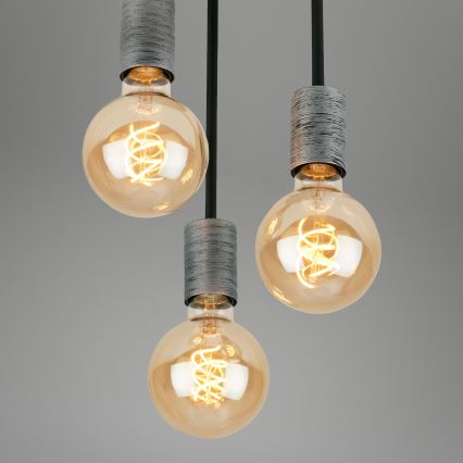 Briloner - Ljuskrona med textilsladd HENGA 3xE27/60W/230V
