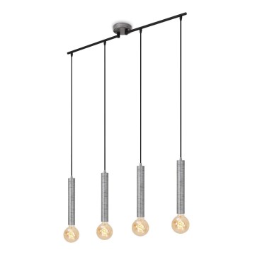Briloner - Ljuskrona med textilsladd LONGA 4xE27/60W/230V silver