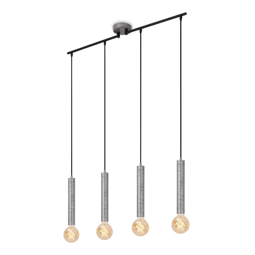 Briloner - Ljuskrona med textilsladd LONGA 4xE27/60W/230V silver