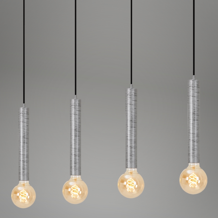 Briloner - Ljuskrona med textilsladd LONGA 4xE27/60W/230V silver