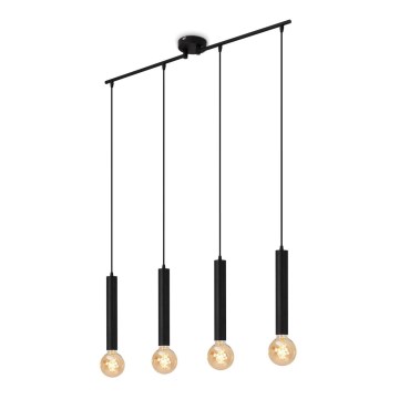 Briloner - Ljuskrona med textilsladd LONGA 4xE27/60W/230V svart
