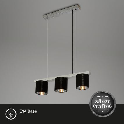 Briloner - Ljuskrona med textilsladd LURI 3xE14/25W/230V gummiträd