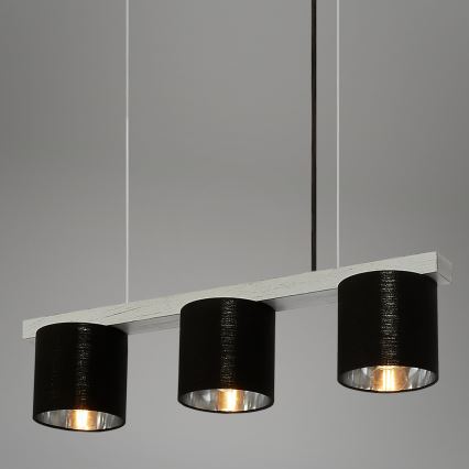 Briloner - Ljuskrona med textilsladd LURI 3xE14/25W/230V gummiträd