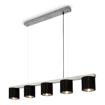 Briloner - Ljuskrona med textilsladd LURI 5xE14/25W/230V gummiträd