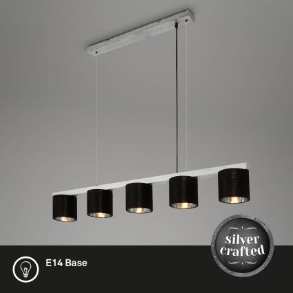 Briloner - Ljuskrona med textilsladd LURI 5xE14/25W/230V gummiträd