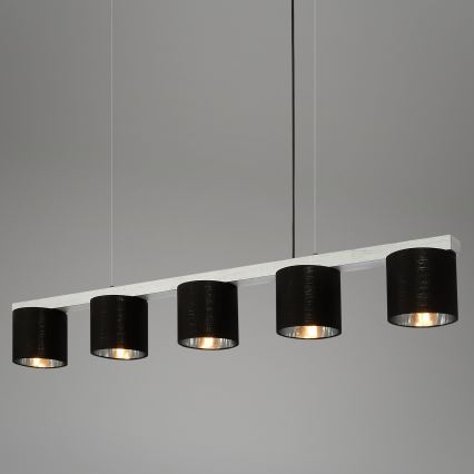 Briloner - Ljuskrona med textilsladd LURI 5xE14/25W/230V gummiträd