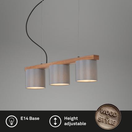 Briloner - Ljuskrona med textilsladd RHON 3xE14/25W/230V gummiträd