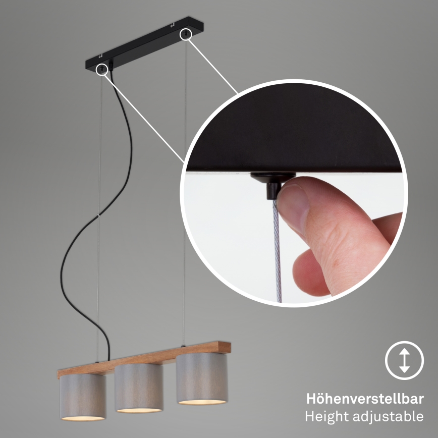 Briloner - Ljuskrona med textilsladd RHON 3xE14/25W/230V gummiträd