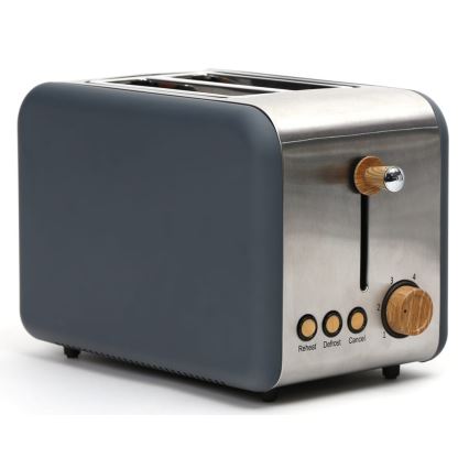 Brödrost med plats för 2 brödskivor 900W/230V rostfritt /grå