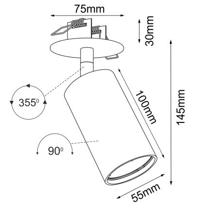Brosline - Infälld spotlampa 1xGU10/10W/230V svart