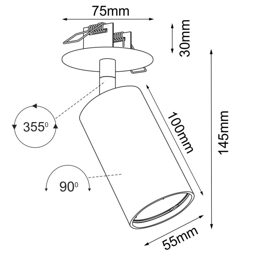 Brosline - Infälld spotlampa 1xGU10/10W/230V svart